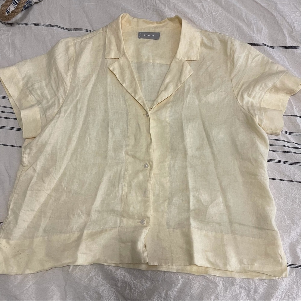 Everlane 100% linen button up blouse yellow 16